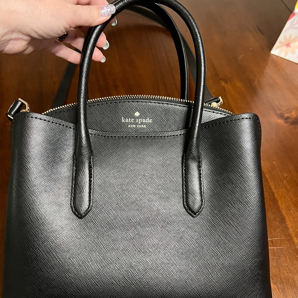 Kate Spade black leather bag with crossbody.